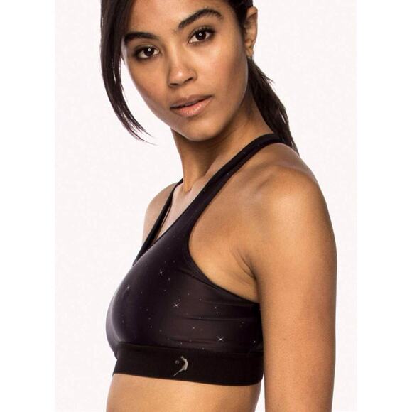 CHRLDR NWT Sports Bra Night Stars Racerback Print Black & White XS - Picture 4 of 5
